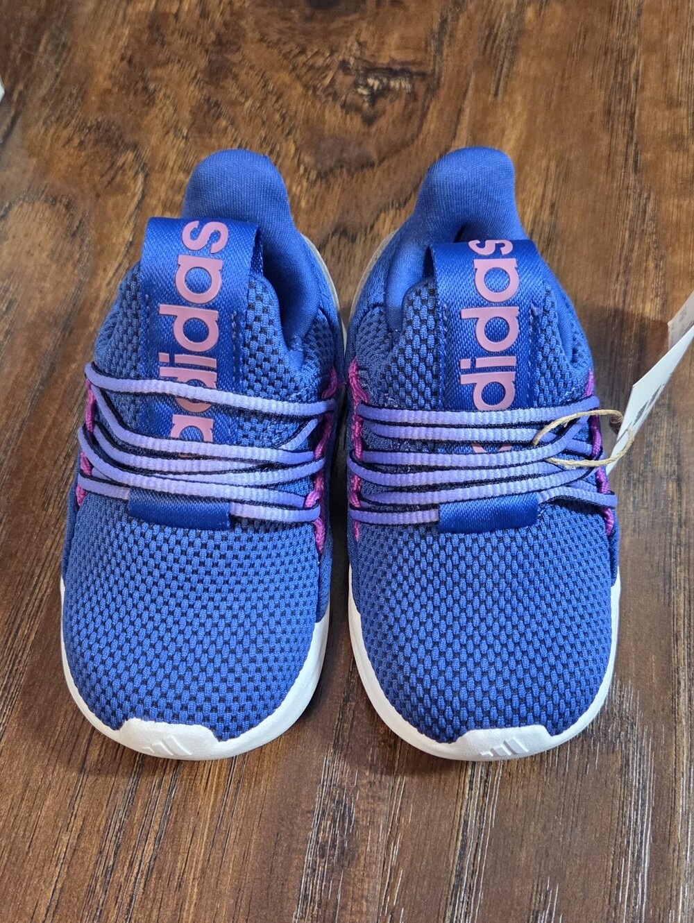 adidas Kids Royal Blue Sneakers with Pink Accents Size 6